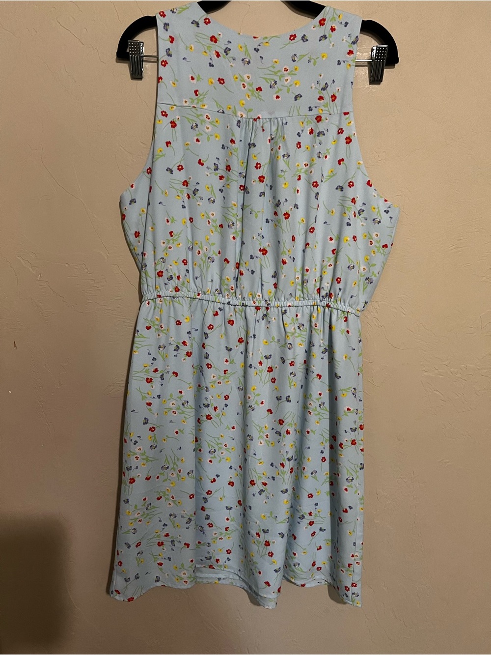 41 Hawthorn NWT Stitch Fix Trisha Split Neck Blue Ditzy Floral Mini Dress - Picture 8 of 11